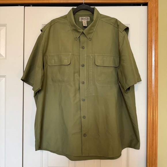 Duluth Trading Company Green Short Sleeve Vented Camp Shirt XXL - Picture 1 of 6